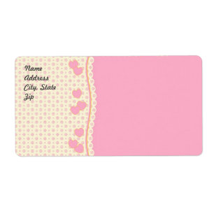 Pink Heart Eyelet Background Shipping Label