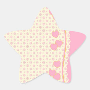 Pink Heart Eyelet Background Star Sticker