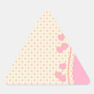 Pink Heart Eyelet Background Triangle Sticker