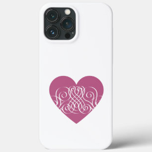 Pink Heart Filigree Design Pretty Phone Case 