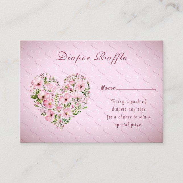 Pink Heart Floral Baby Shower Enclosure Card (Front)