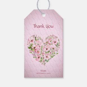 Pink Heart Floral Gift Tag