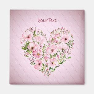 Pink Heart Floral Magnet