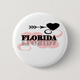 Pink Heart Florida 6 Cm Round Badge