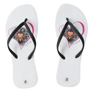 Pink Heart FloState Meditating Monkey Flip Flops