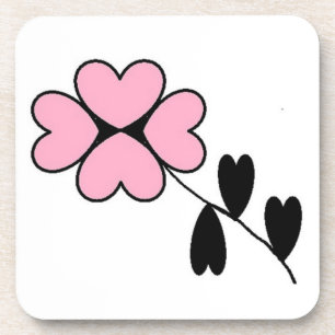 PINK HEART FLOWER COASTER