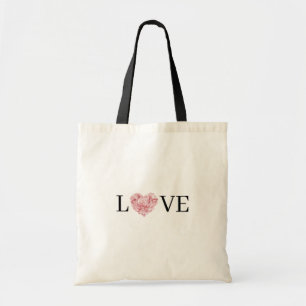Pink Heart Flower Love Tote Bag