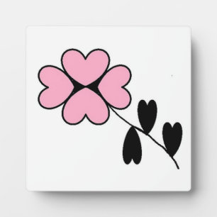 PINK HEART FLOWER PLAQUE
