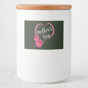 Pink Heart Flowers Mother's Day - Food Label