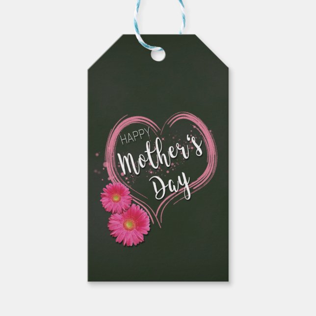 Pink Heart Flowers Mother's Day - Gift Tag (Front)