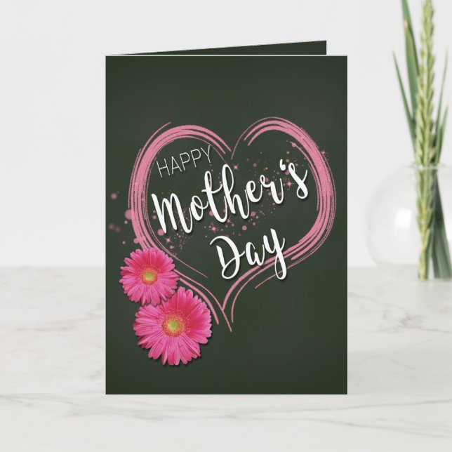 Pink Heart Flowers Mother's Day - Greeting Card (Front)