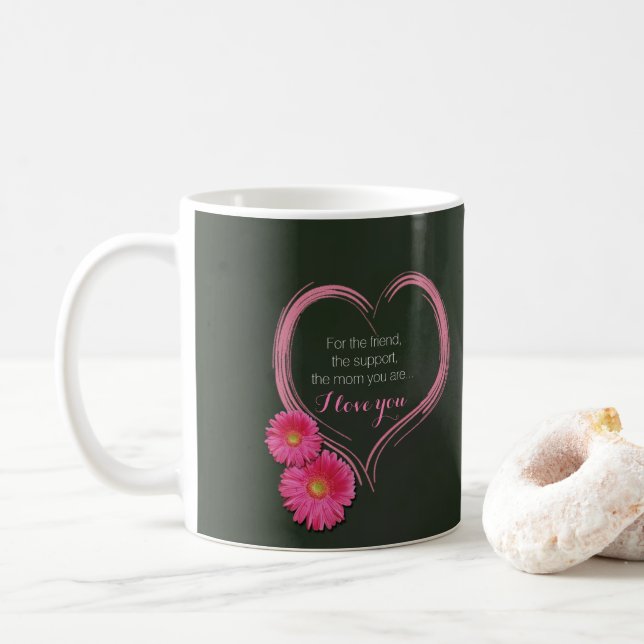 Pink Heart Flowers Mother's Day - Mug (With Donut)