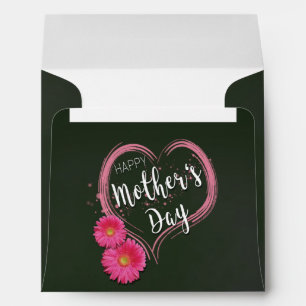 Pink Heart Flowers Mother's Day - Square Envelope