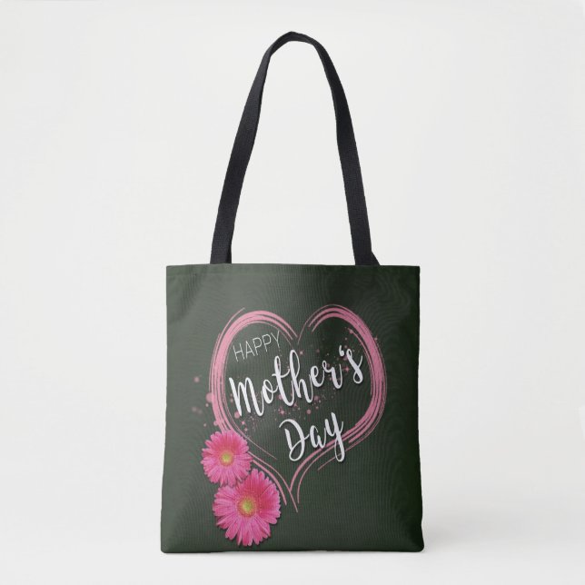 Pink Heart Flowers Mother's Day - Tote Bag (Front)