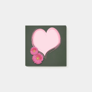 Pink Heart Flowers - Post-it® Notes