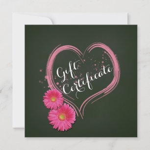 Pink Heart Flowers Valentine's Day Gift Card