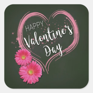 Pink Heart Flowers Valentine's Day - Sticker