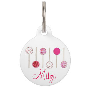 Pink Heart Frosted Cake Pops Foodie Dog Pet Tag
