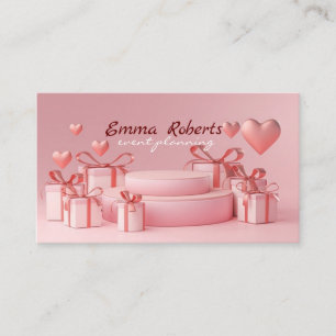 Pink Heart Gift Box Business card