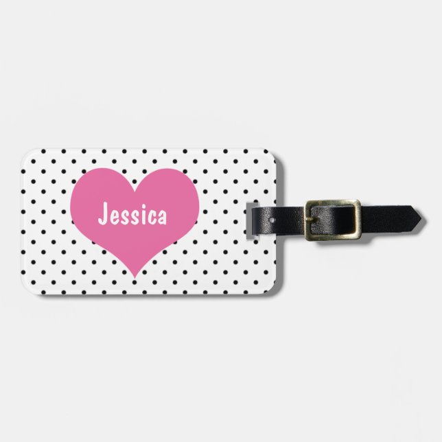 Pink Heart - Girly Address Luggage Tag (Front Horizontal)