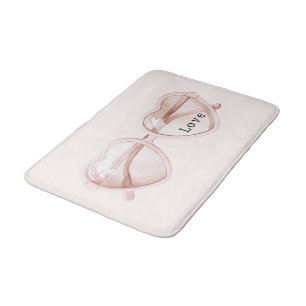 Pink Heart Glasses Love Bath Mat