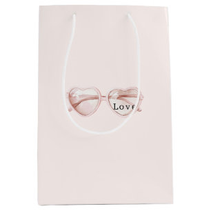Pink Heart Glasses Love Birthday Medium Gift Bag