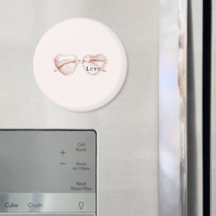 Pink Heart Glasses Love Magnet