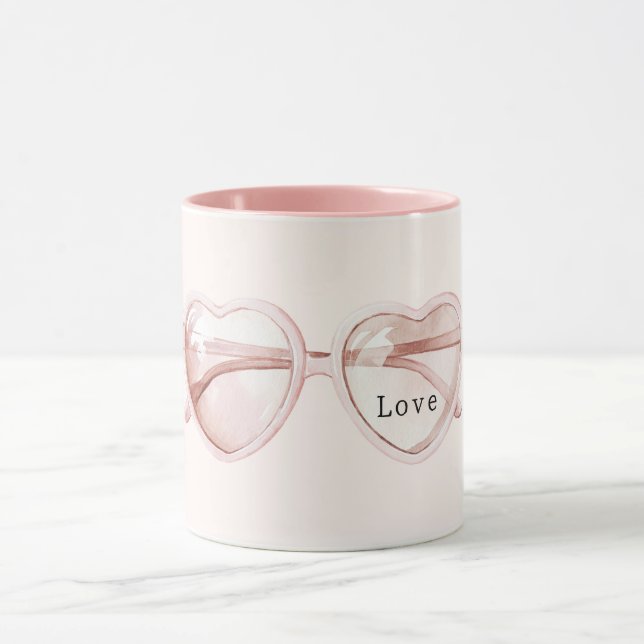 Pink Heart Glasses Love Mug (Center)