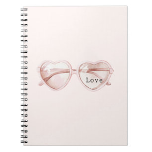 Pink Heart Glasses Love Notebook