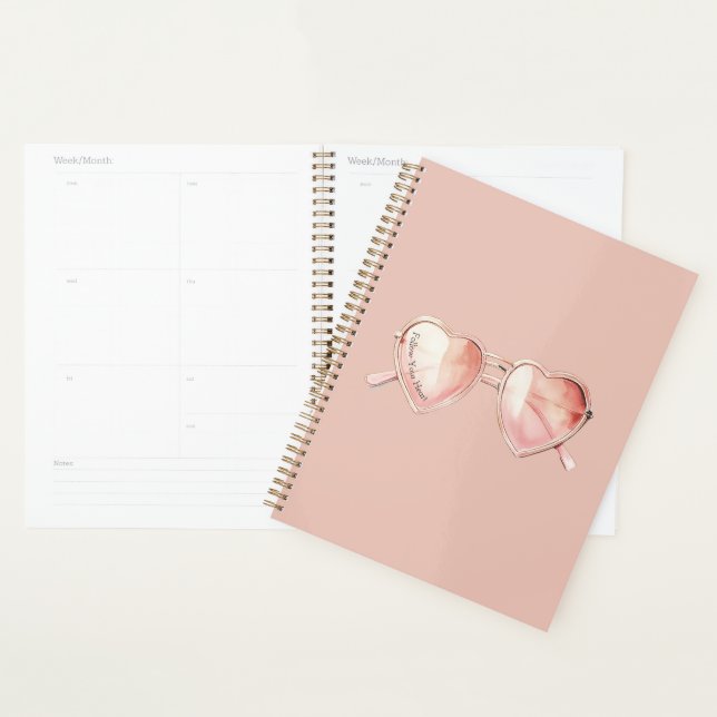 Pink Heart Glasses Quote Planner (Display)