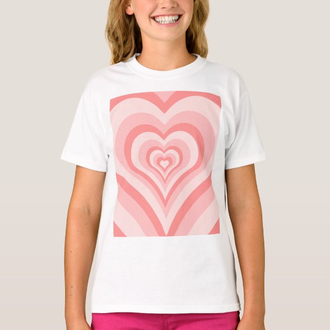 Pink Heart Gradient Pattern – Cute Girly Love T-Shirt (Front)