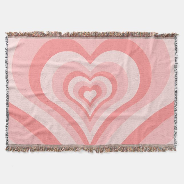 Pink Heart Gradient Pattern – Cute Girly Love Throw Blanket (Front)