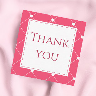 Pink Heart Grid Business Thank You Insert Card