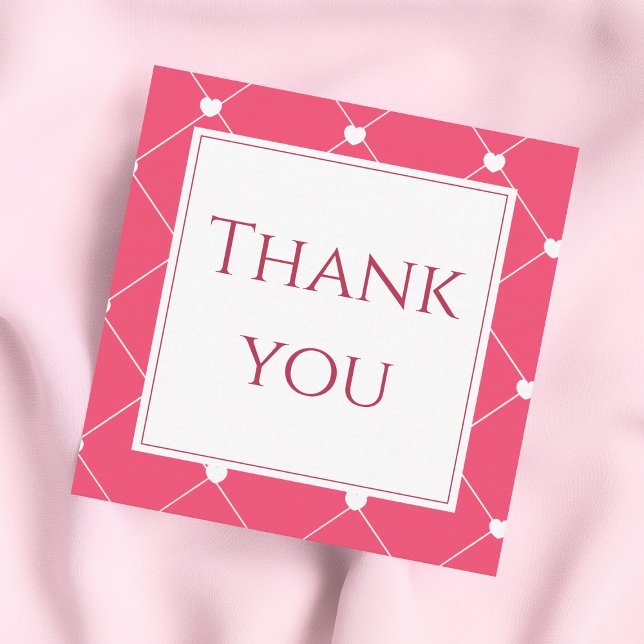Pink Heart Grid Business Thank You Insert Card (Creator Uploaded)