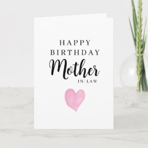 Pink Heart Happy Birthday Mother in Law Card