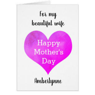 Pink Heart Happy Mothers Day Wife