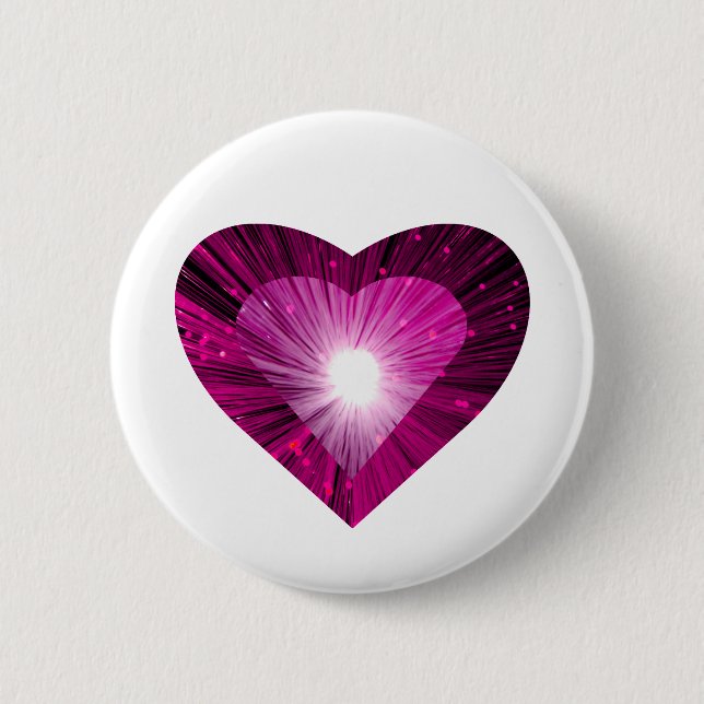 Pink Heart 'heart' button round white (Front)