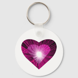 Pink Heart 'heart' keychain round white