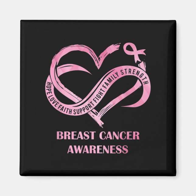 Pink Heart Hope Love Faith Breast Cancer Awareness Magnet (Front)