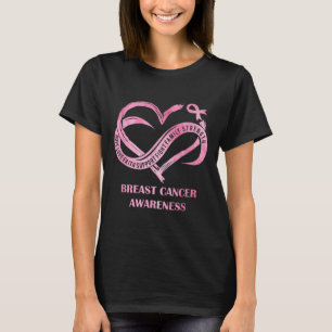 Pink Heart Hope Love Faith Breast Cancer Awareness T-Shirt