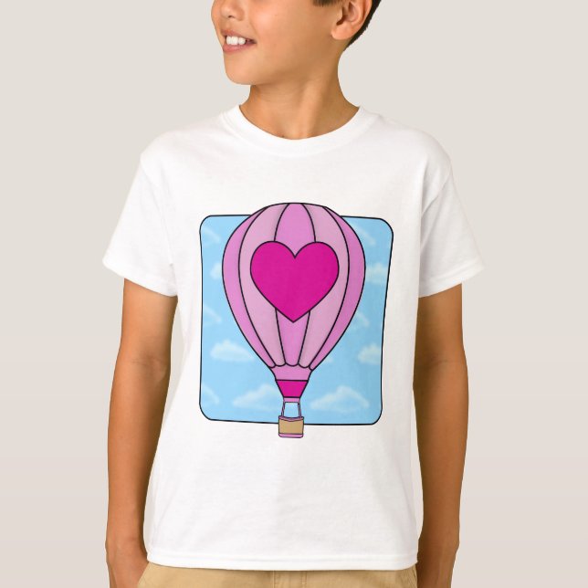 Pink Heart Hot Air Balloon T-Shirt (Front)