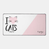 Pink Heart I Love Cats Forever Personalised