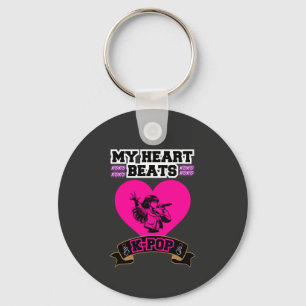 Pink Heart Idol Singing KPop Music Love Design Key Ring
