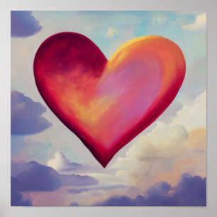 Pink Heart in the Sky Poster