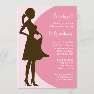 Pink Heart in Tummy Baby Shower Invitation