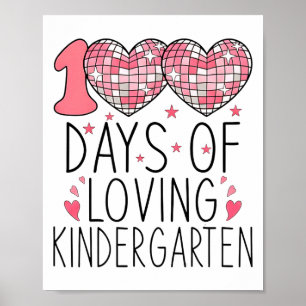 Pink Heart Kindergarten Valentine 100 Days For Gir Poster