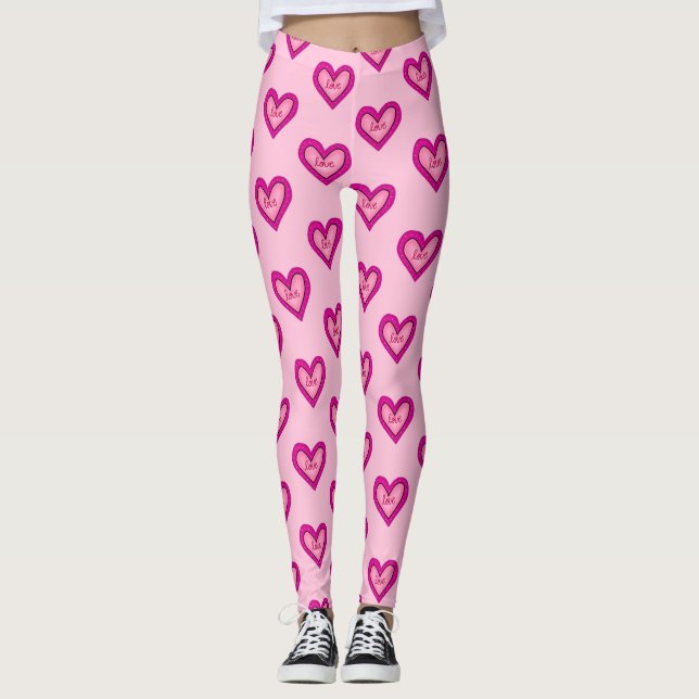 Pink Heart Leggings (Front)
