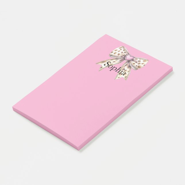 Pink Heart Leopard Girly Bow   Post-it Notes (Angled)