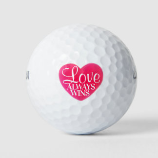 Pink Heart Love Always Wins Golf Balls