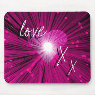 Pink Heart 'love and kisses' mousepad